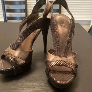 Guess Black Snakeskin Heels